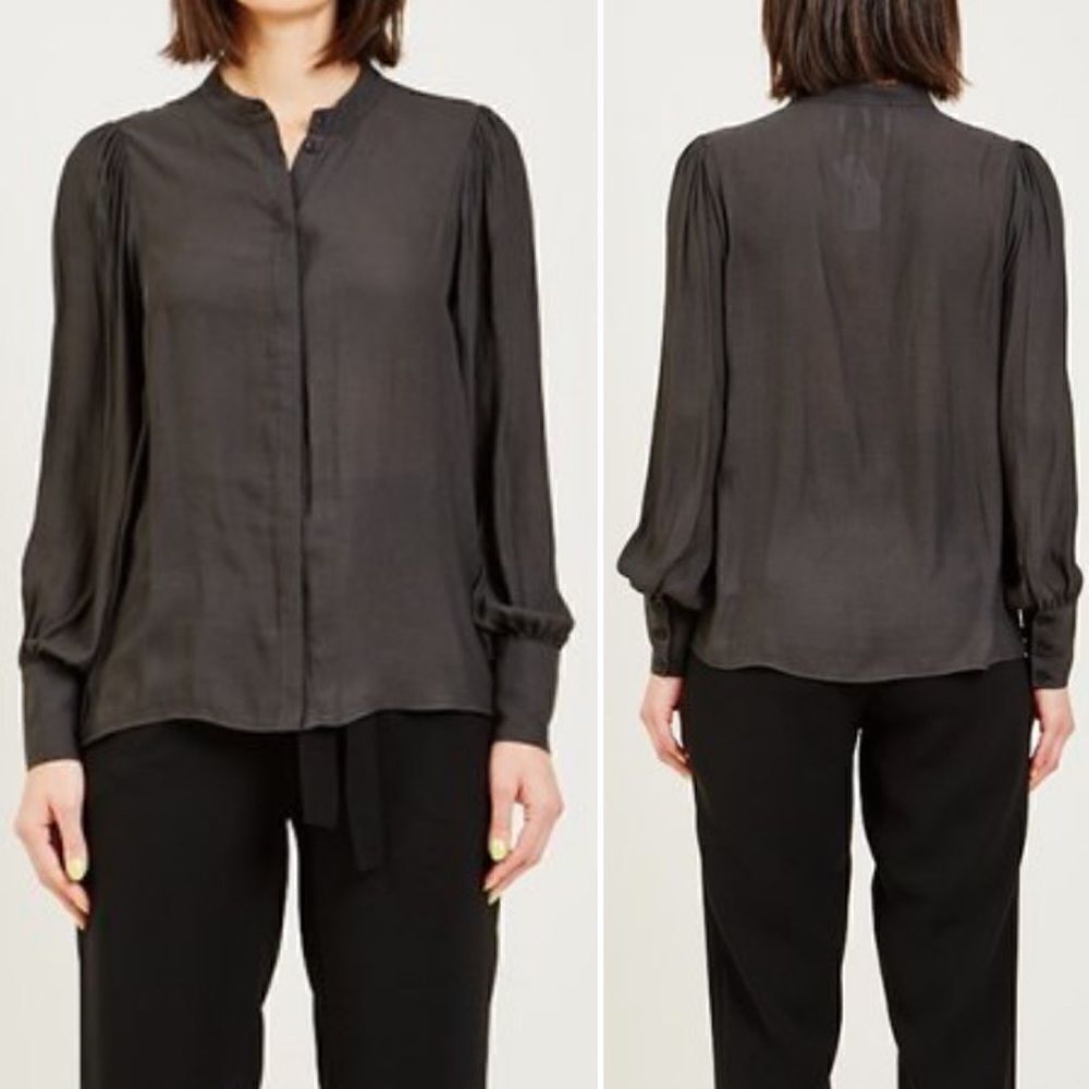 JUST FEMALE Dark Grey Carolyn Blouse-S